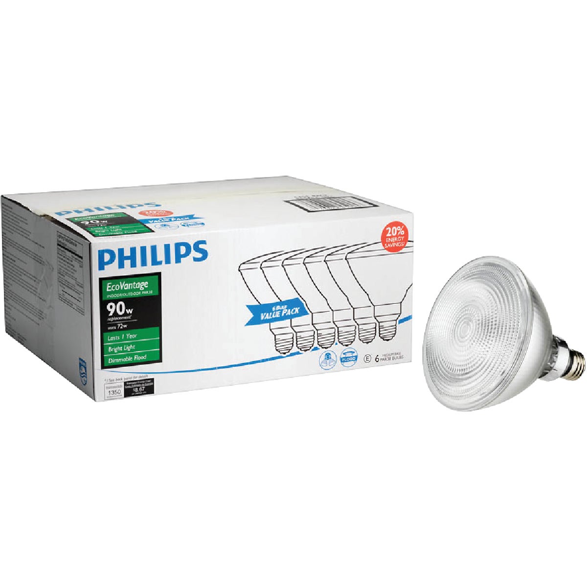 Philips EcoVantage PAR38 Halogen Floodlight Light Bulb