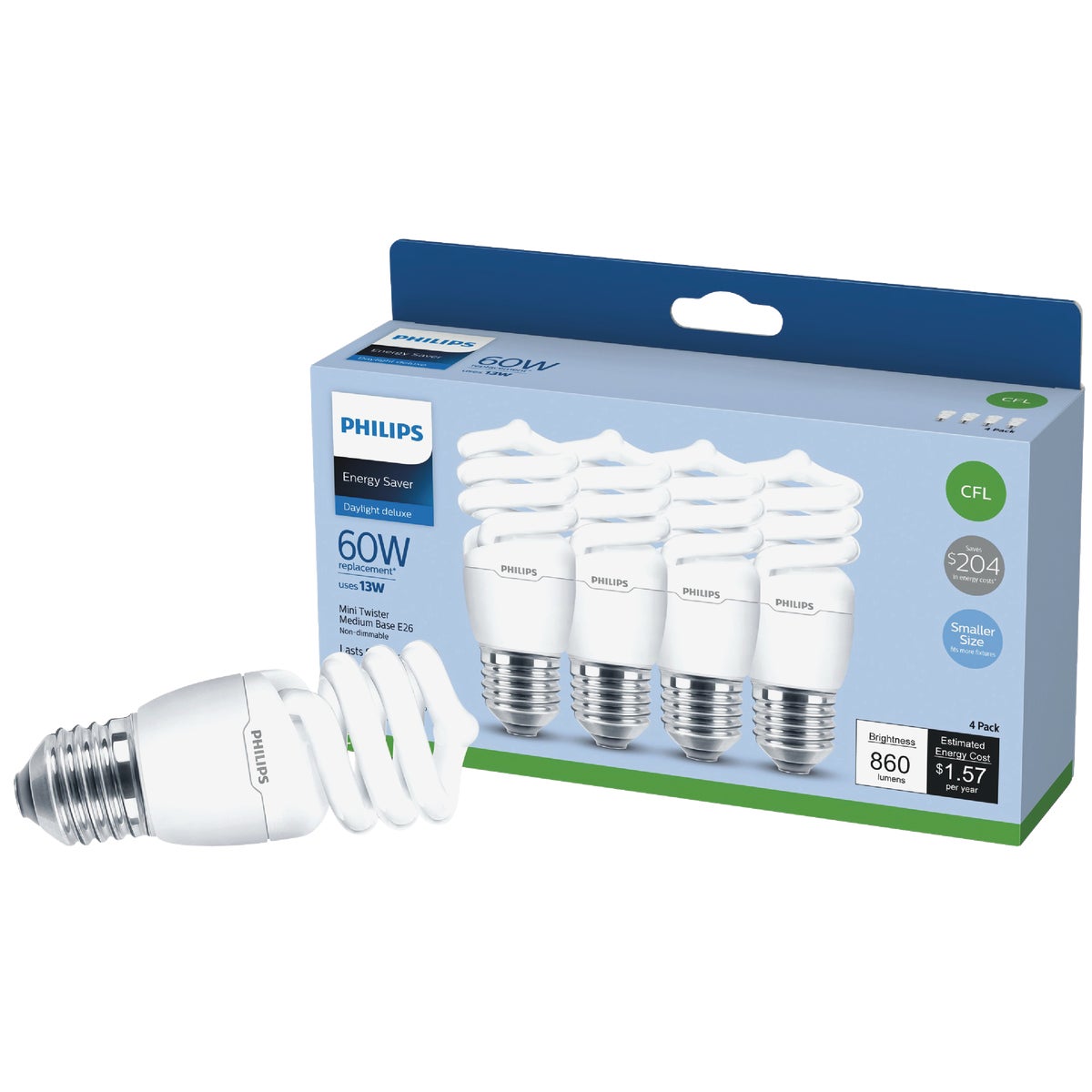 Philips Energy Saver T2 Medium CFL Light Bulb