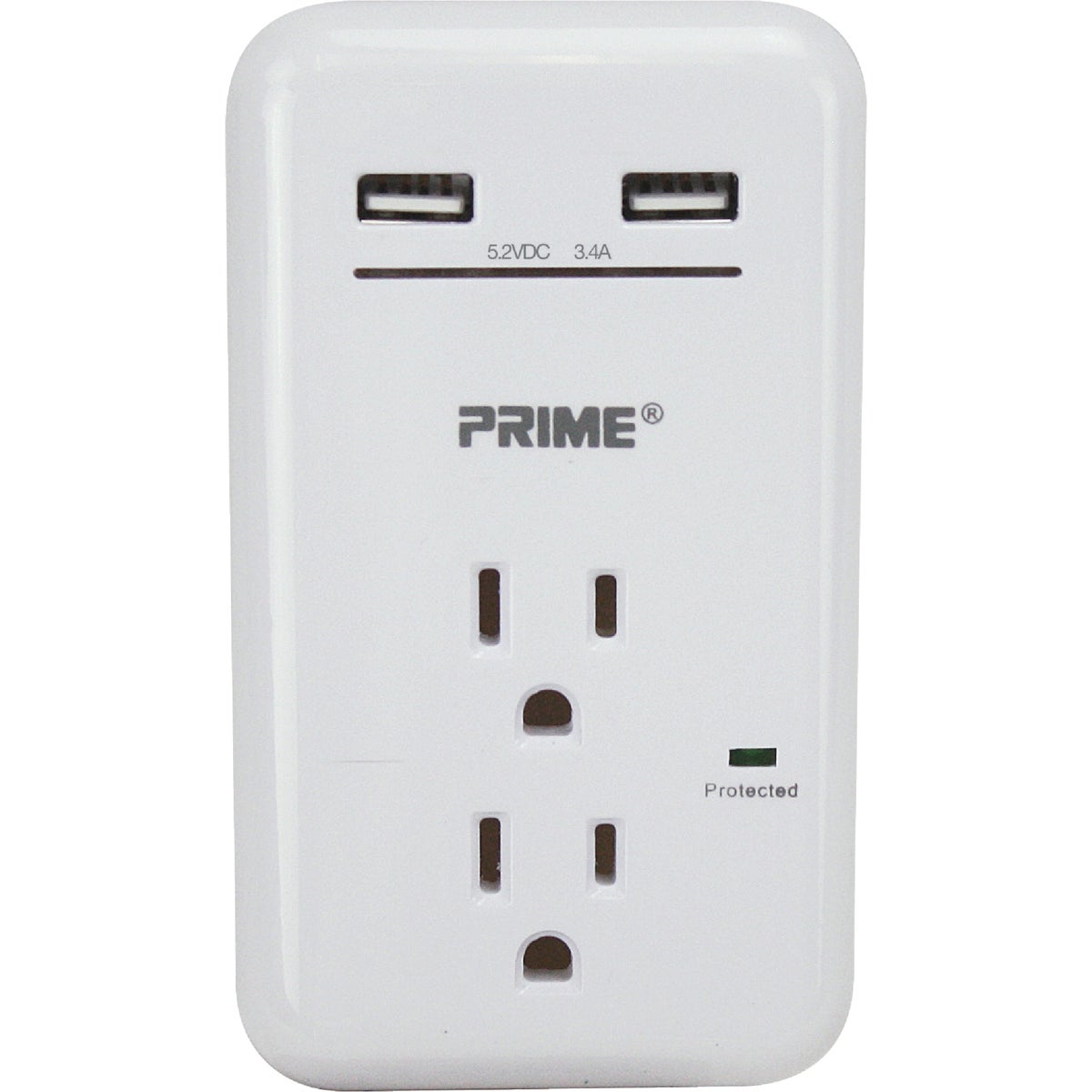 Prime Wire & Cable 2 Power & 2 USB White Wall Charger