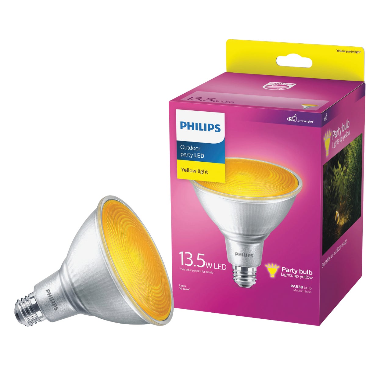Philips 100W Equivalent Yellow PAR38 Medium Dimmable LED Bug Light Bulb