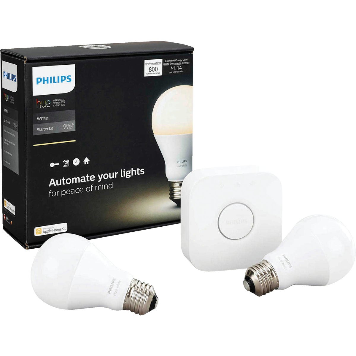 Philips Hue A19 Medium Dimmable LED Light Bulb Starter Kit