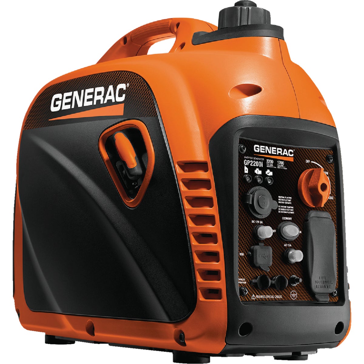 Generac GP2200i 2200W Gasoline Powered Portable Recoil Pull Start Inverter Generator