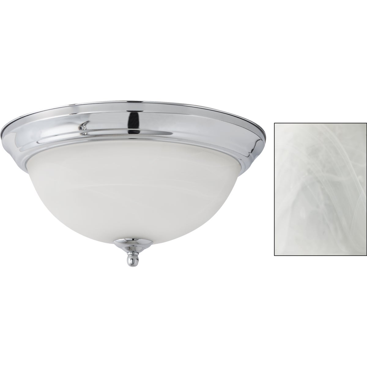 Home Impressions 13 In. Chrome Flush Mount Incandescent Ceiling Light Fixture with Alabaster Glass