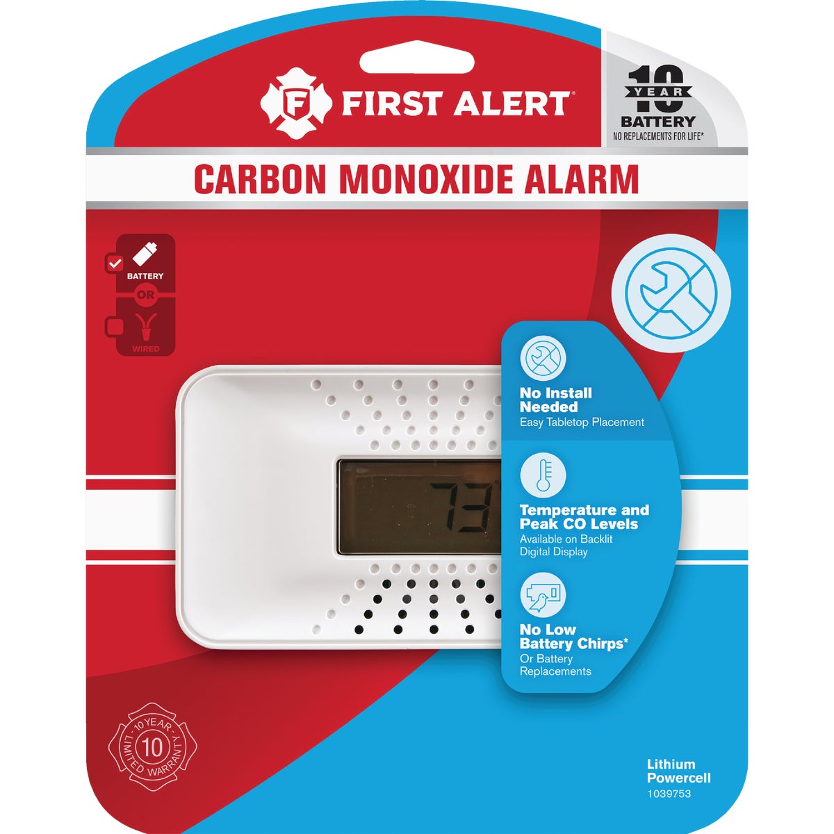 First Alert 10-Year Battery Operated 3V Electrochemical Multi-Function Carbon Monoxide Alarm