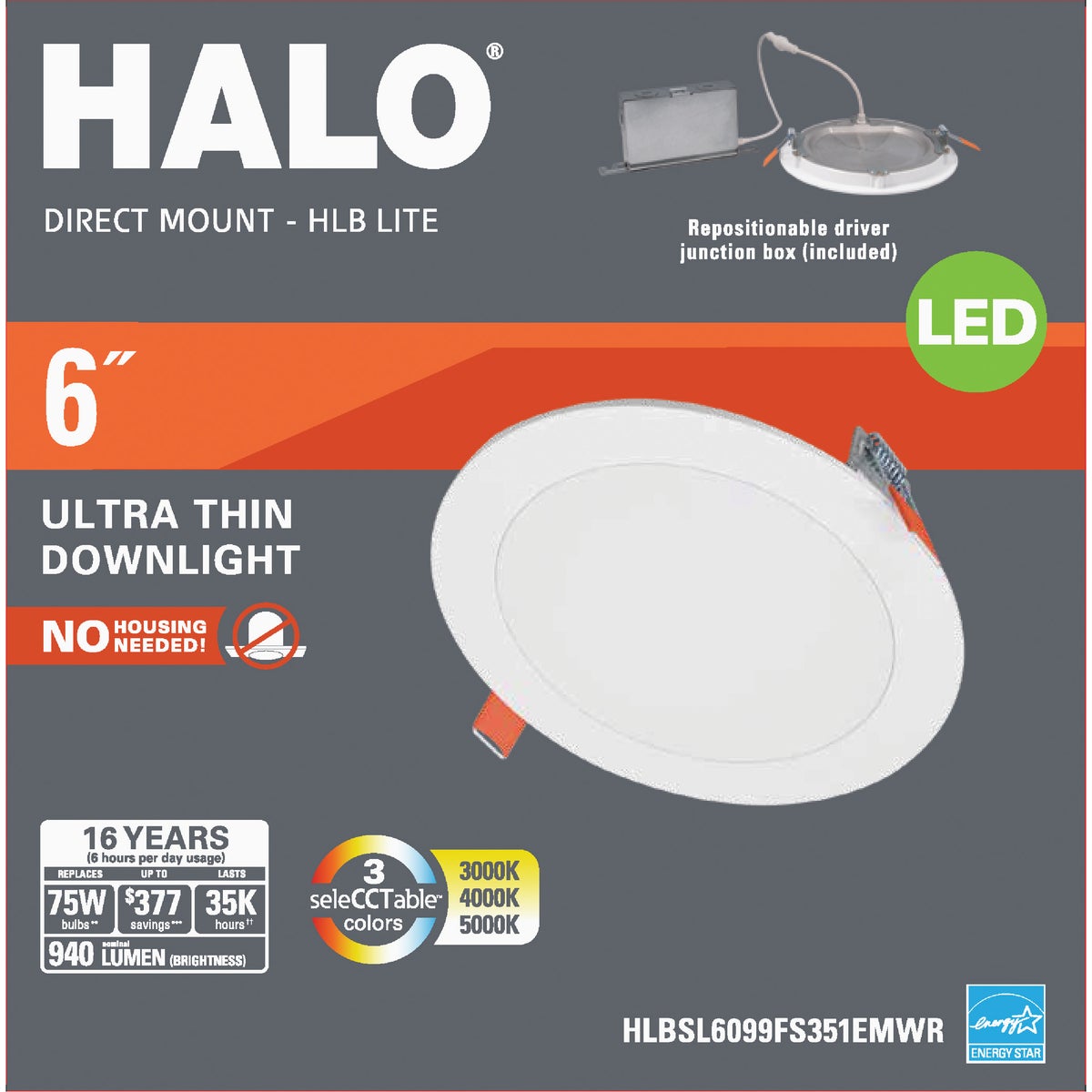 Halo 6 in. Color Selectable New Construction or Remodel Canless Recessed Integrated LED Kit