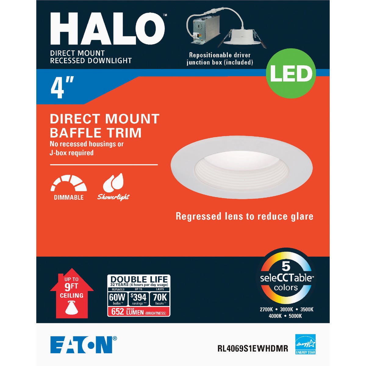 HALO 4 in. Color Selectable (2700K-5000K) Remodel Canless Recessed Integrated LED Kit