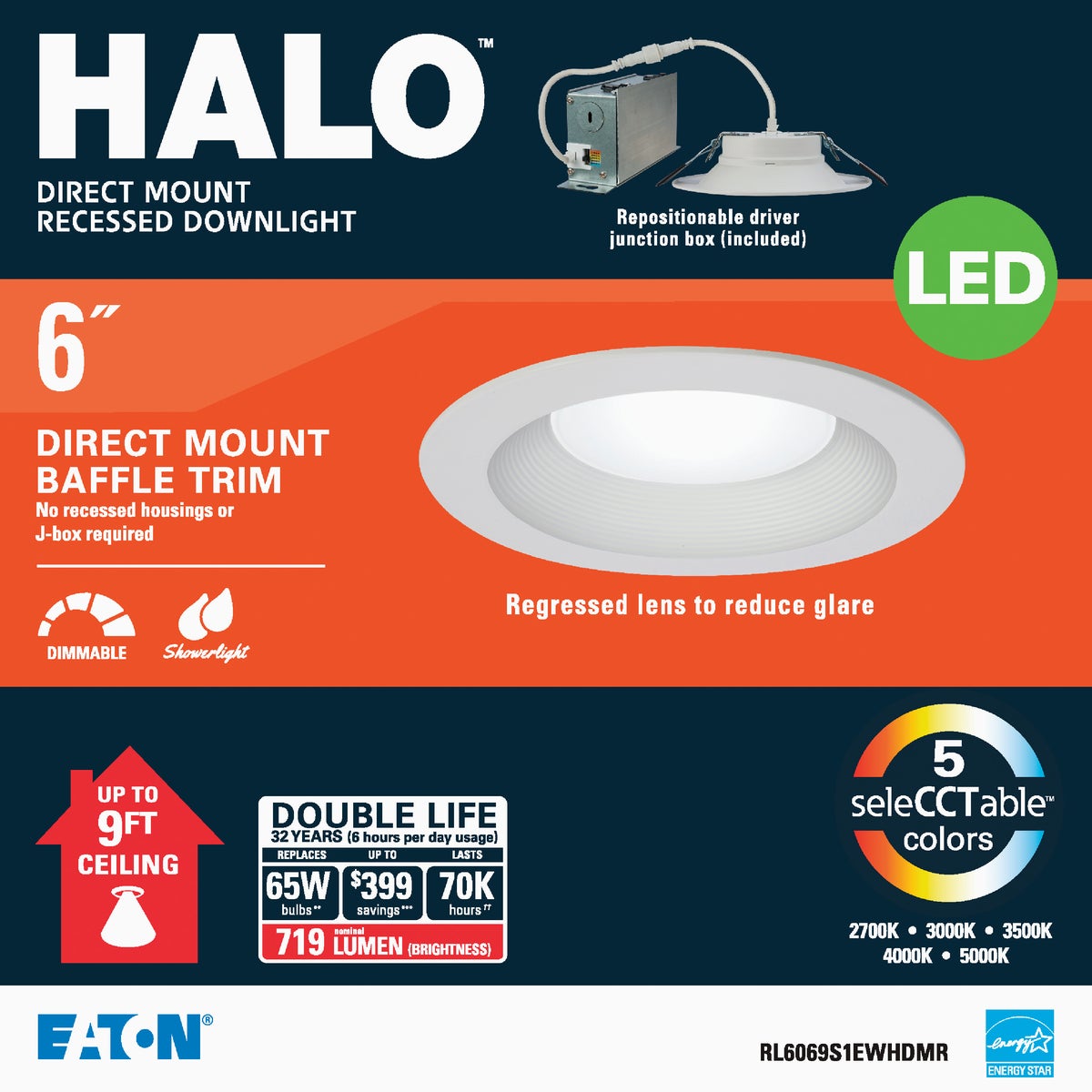 HALO 6 in. Color Selectable (2700K-5000K) Remodel Canless Recessed Integrated LED Kit