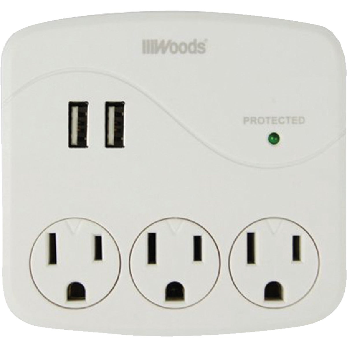 Woods 2-USB/3-Standard Outlet Surge Tap