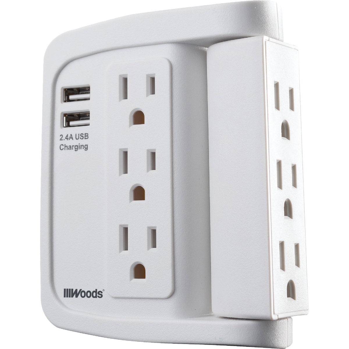 Woods 2-USB/6-Outlet Swivel Surge Tap