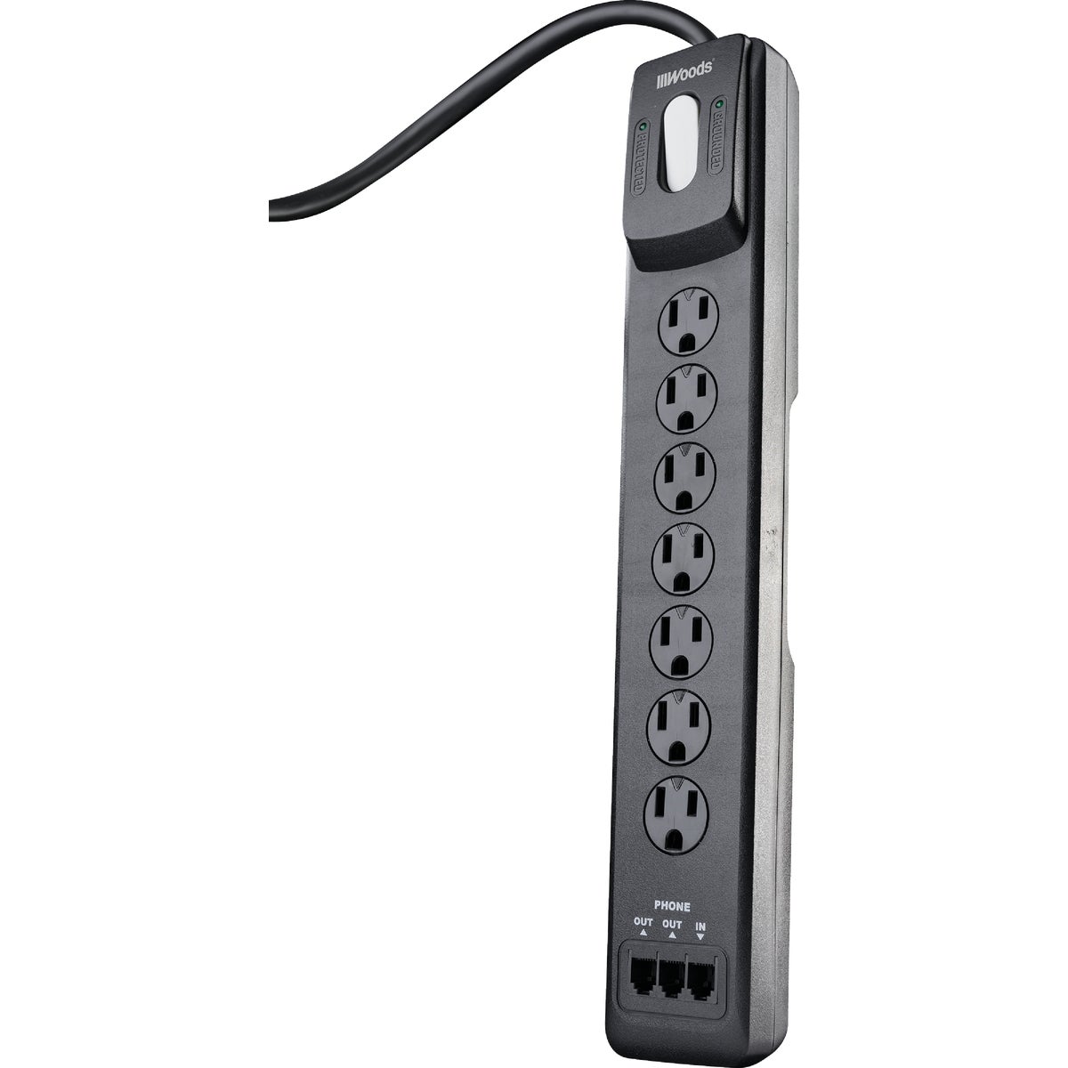 Woods 7-Outlet Resettable Surge Protector Strip