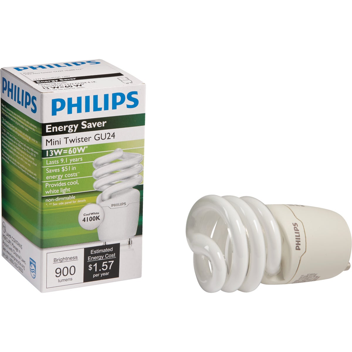 Philips Energy Saver Spiral GU24 CFL Light Bulb