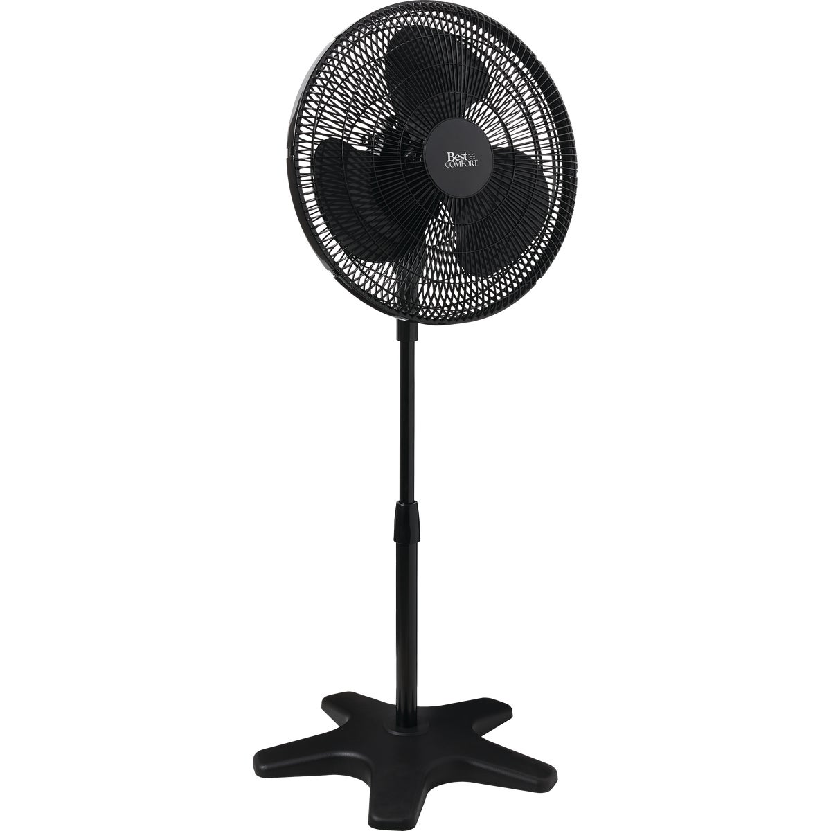 Best Comfort 16 In. 3-Speed 38 In. to 49 In. H. Black Oscillating Pedestal Fan