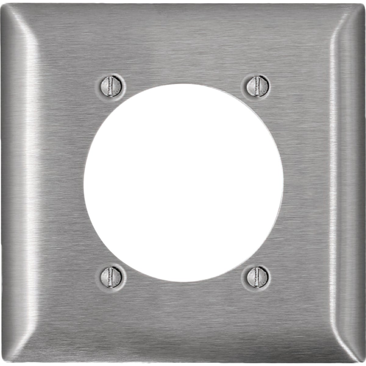 Leviton 2-Gang 2.465 In. Dia. Standard Size Single Outlet Magnetic Stainless Steel Wallplate