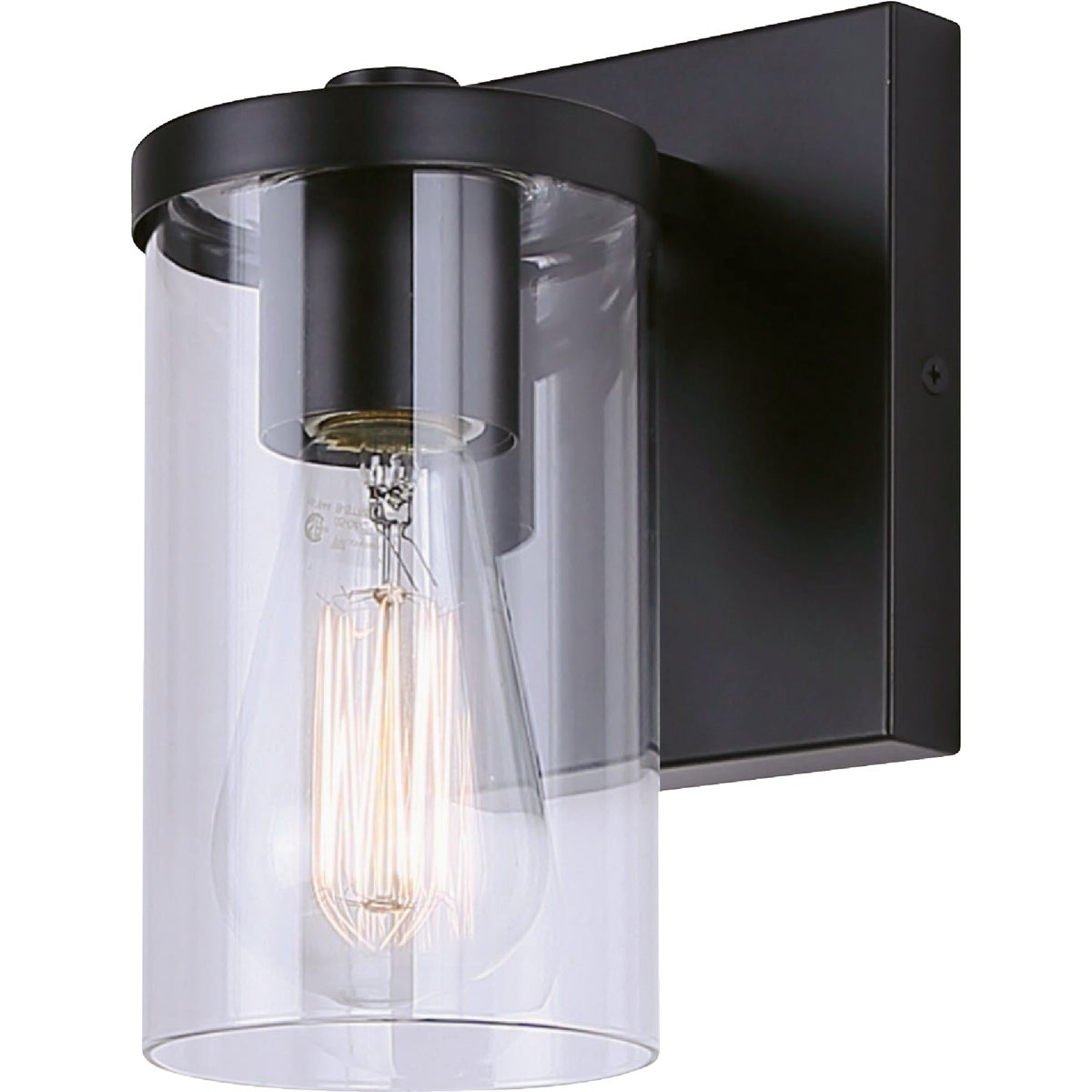 Canarm Britton 1-Light Black Vanity Bath Light Fixture, Clear Glass