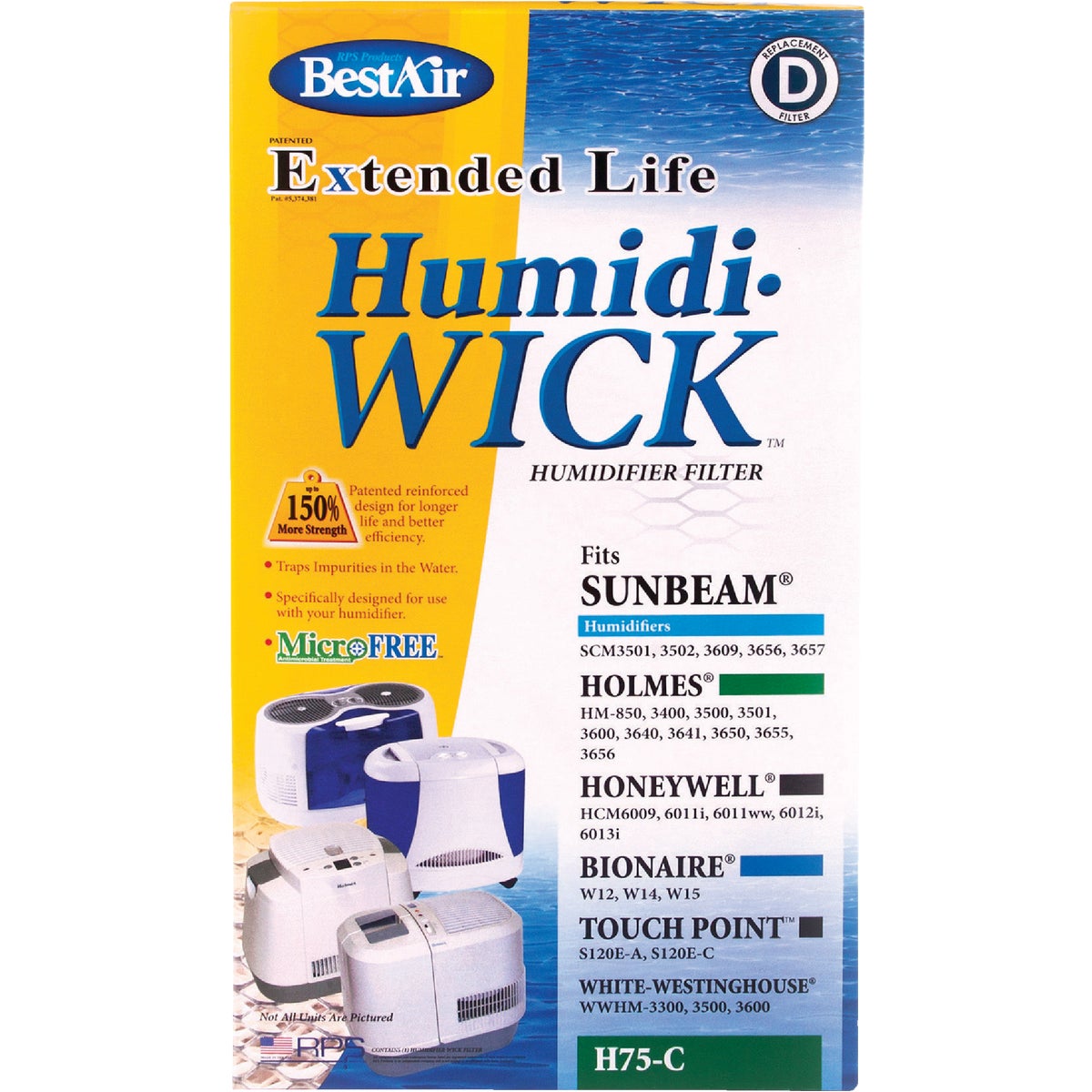 BestAir Extended Life Humidi-Wick H75 Humidifier Wick Filter