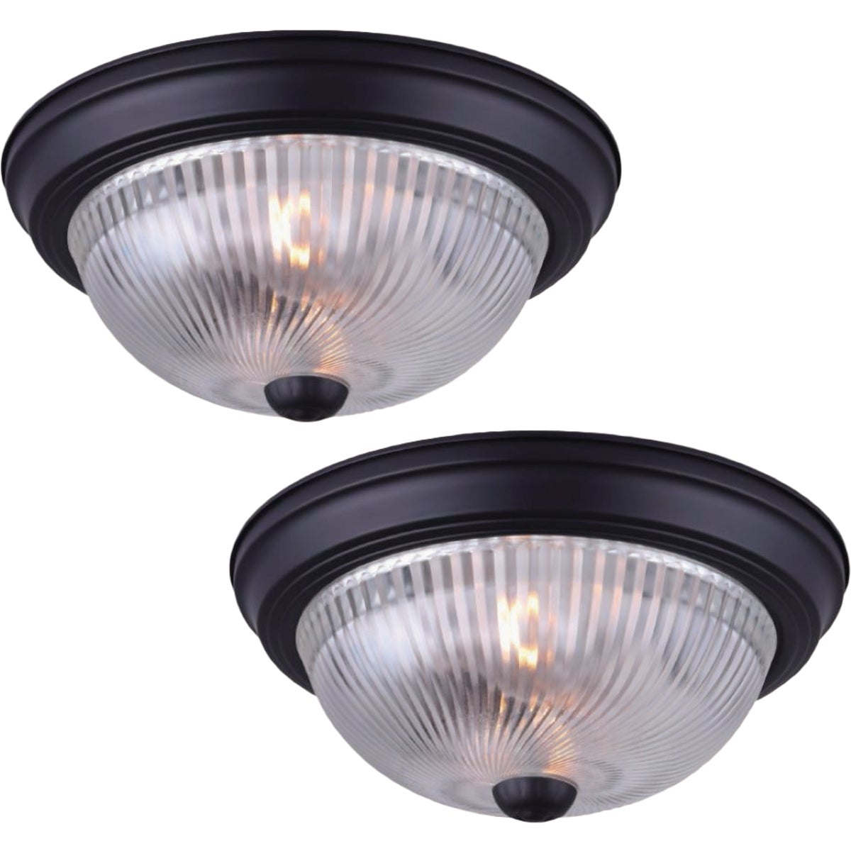 Canarm 11 In. Black Flush Mount Fixture with Clear Glass (2-Pack)