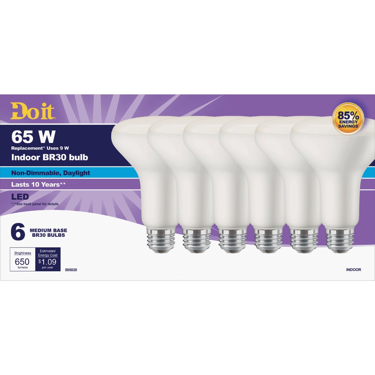 Do it 65W Equivalent Daylight BR30 Medium LED Floodlight Light Bulb (6-Pack)