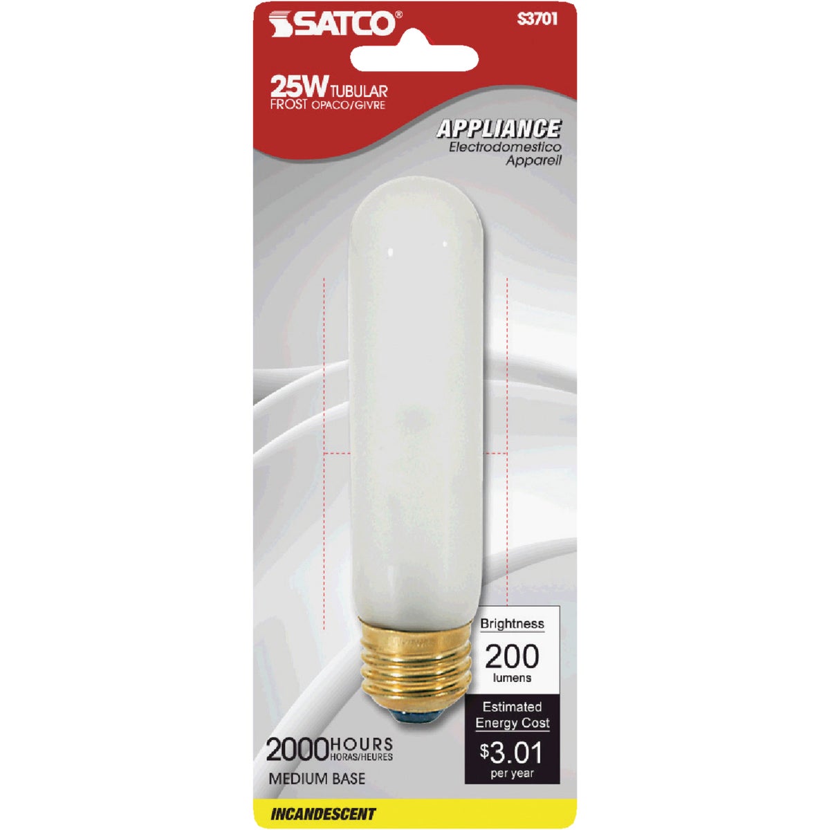 Satco T10 Incandescent Tubular Appliance Light Bulb