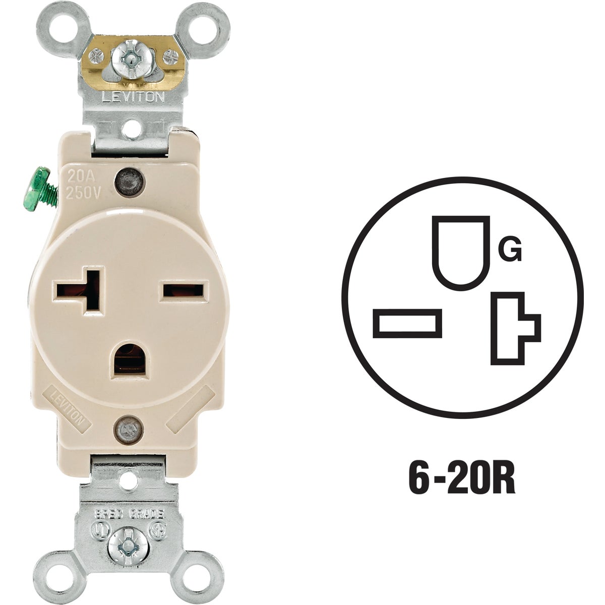 Leviton Heavy-Duty Grounding Single Outlet