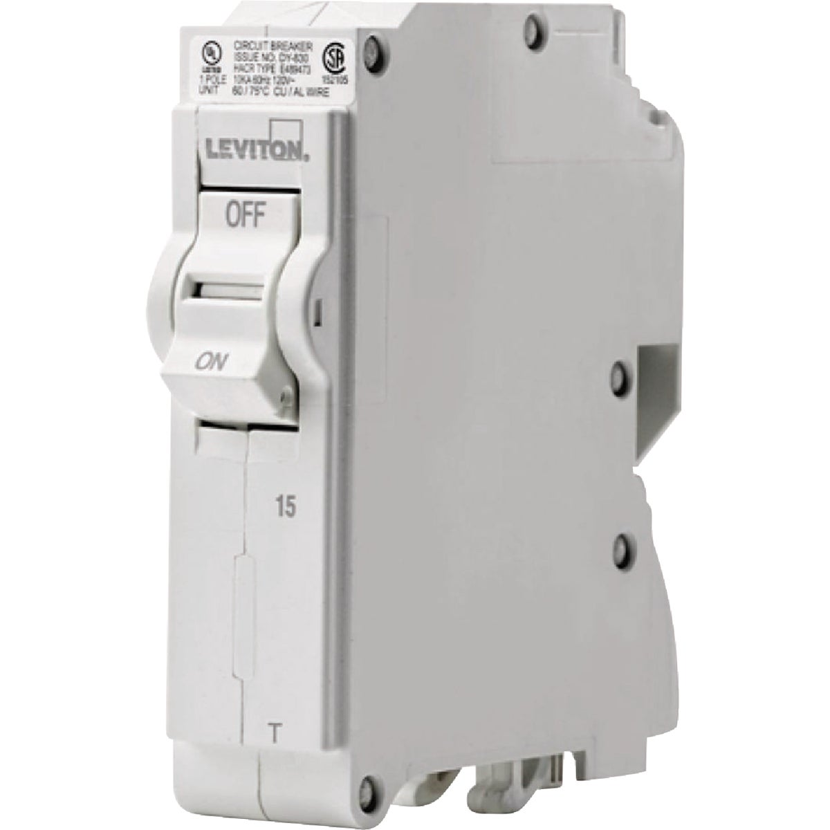 Leviton 15A Single-Pole Plug-On Standard Branch Thermal Magnetic Trip Circuit Breaker