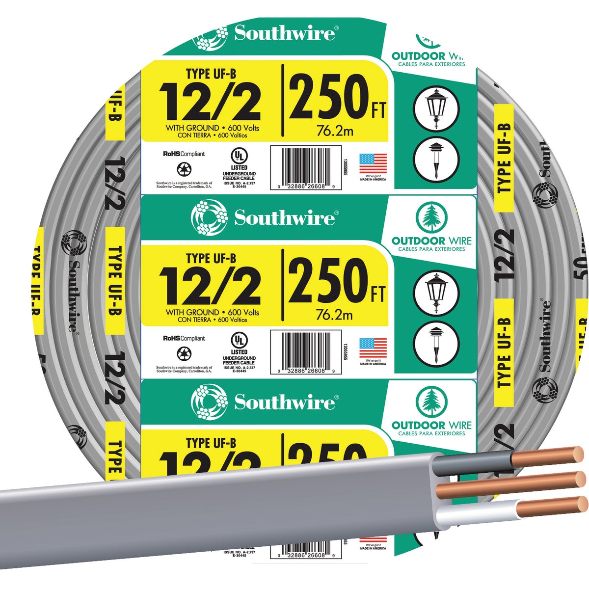 Southwire 12-2 UFW/G Electrical Wire
