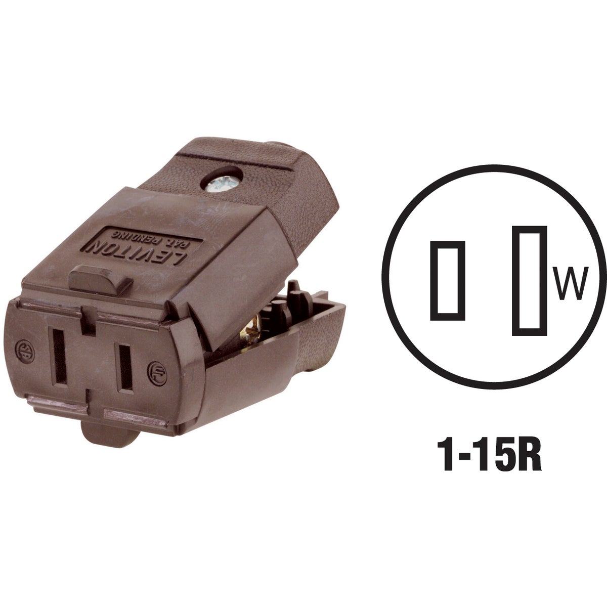 Leviton 15A 125V 2-Wire 2-Pole Hinged Cord Connector, Brown