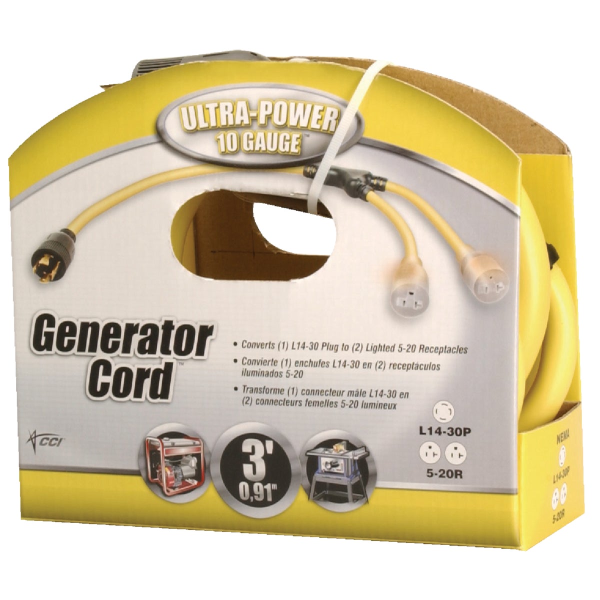 Coleman Cable Ultra-Power 3 Ft. 10/4 Generator Cord