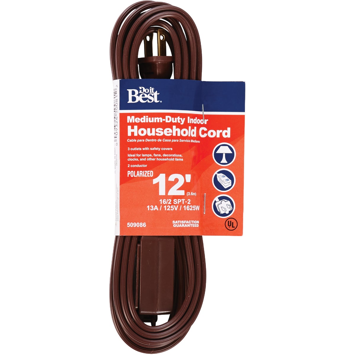 Do it Best 12 Ft. 16/2 Brown Cube Tap Extension Cord