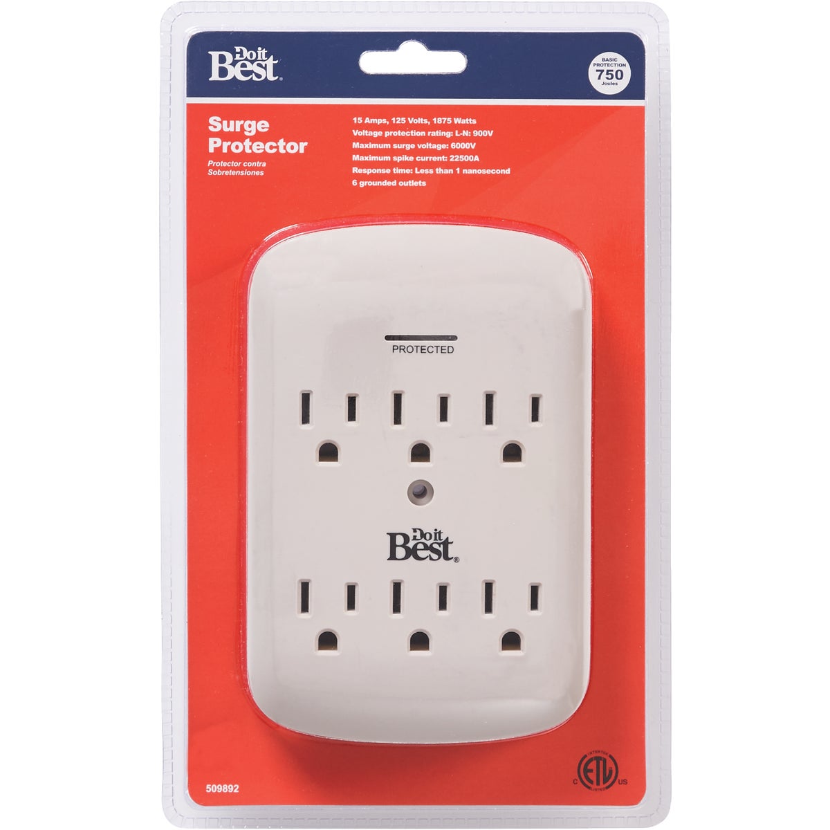 Do it Best 6-Outlet 15A Gray Surge Tap