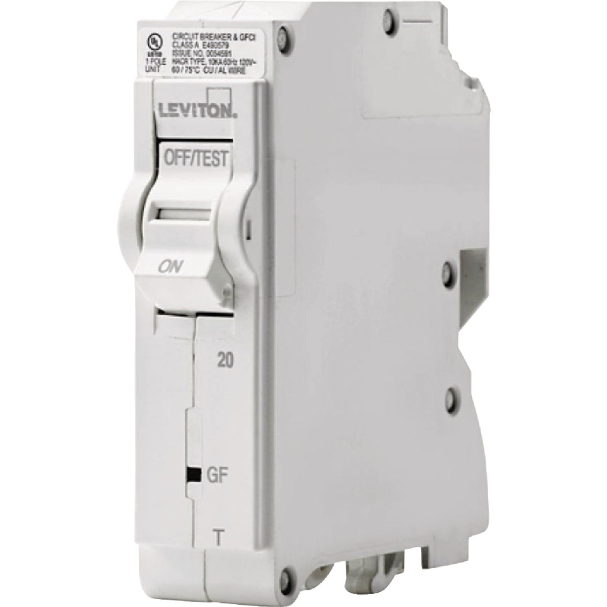 Leviton 20A Single-Pole Plug-On GFCI White Branch Circuit Breaker