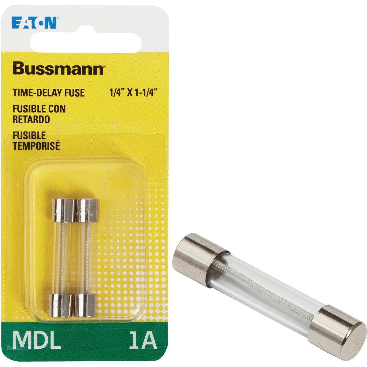 Bussmann 1A MDL Glass Tube Electronic Fuse (2-Pack)