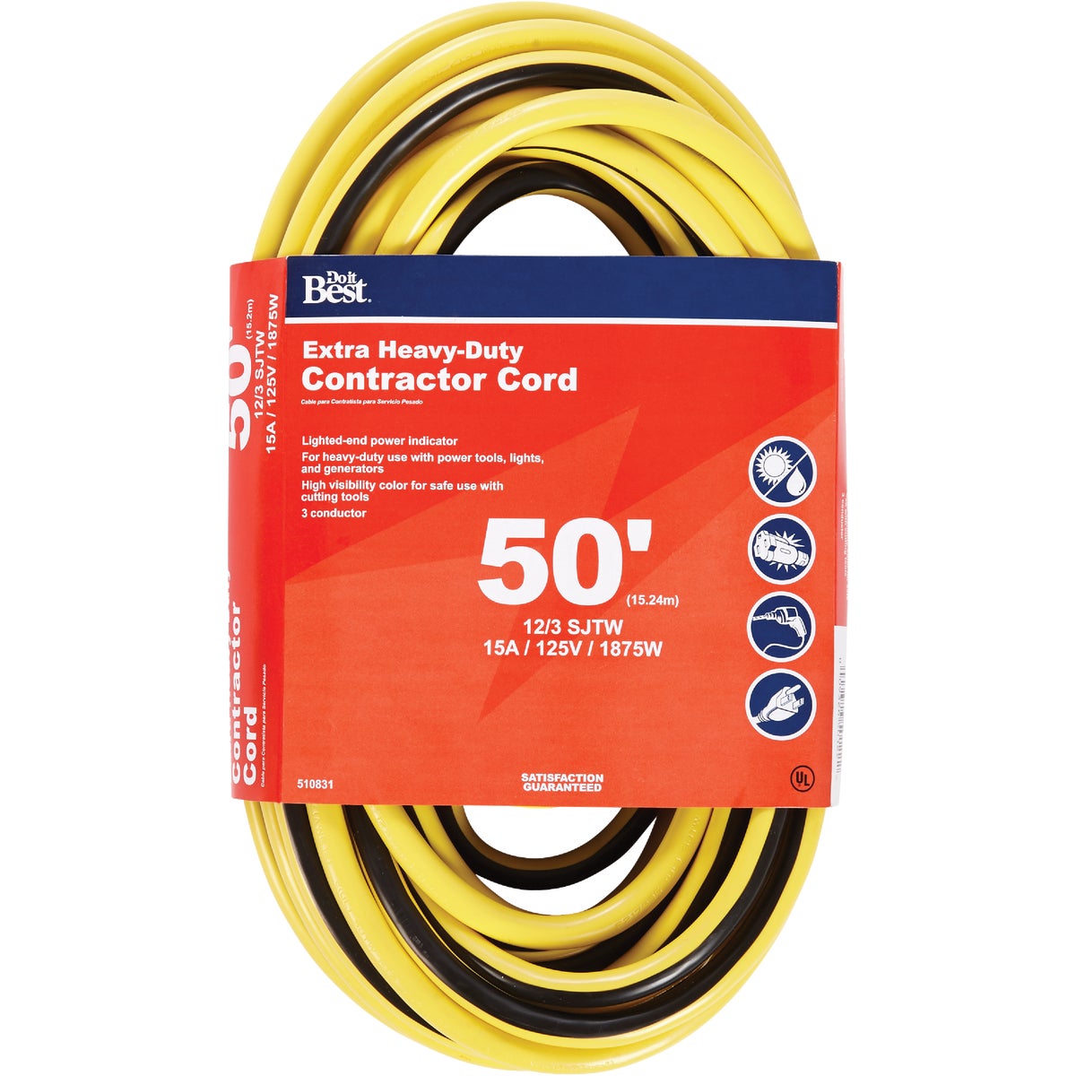 Do it Best 50 Ft. 12/3 Extra Heavy-Duty Contractor Extension Cord