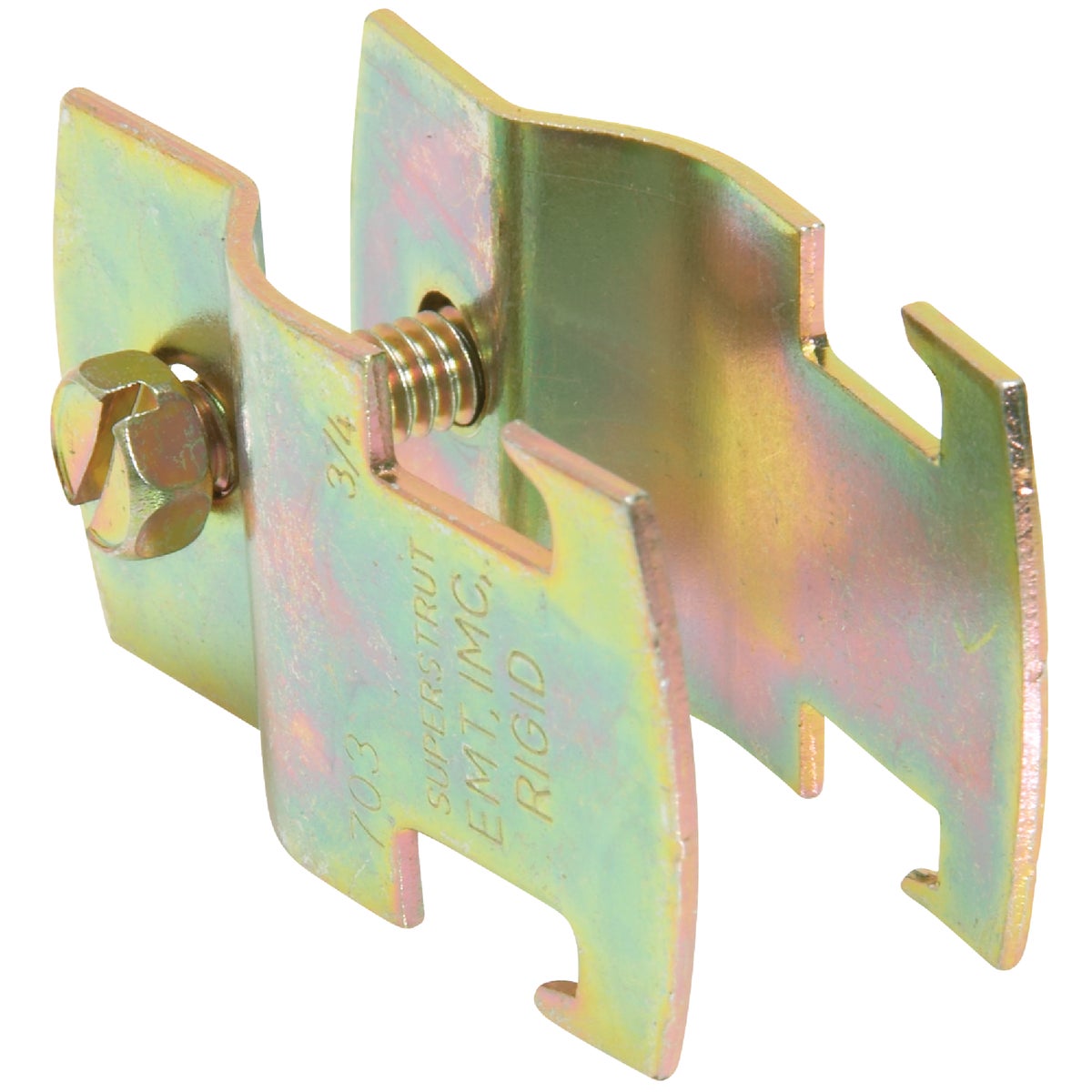 Superstrut 3/4 In. Gold Galvanized Electroplated Zinc Universal Pipe Clamp