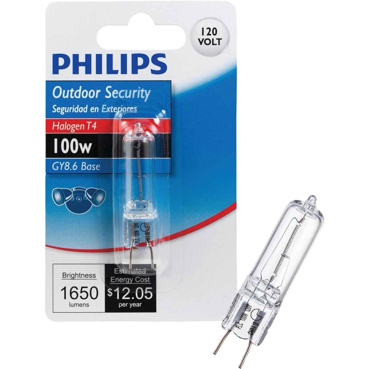 Philips 100W 120V Clear GY8.6 Base T4 Halogen Special Purpose Light Bulb
