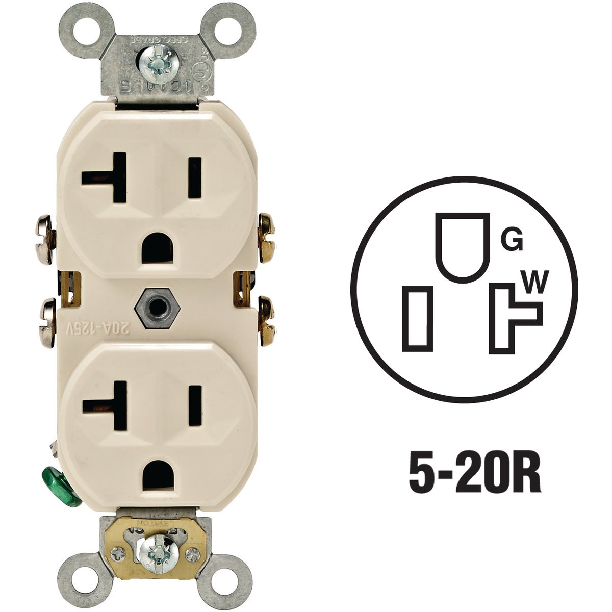 Leviton Shallow Commercial Grade Duplex Outlet