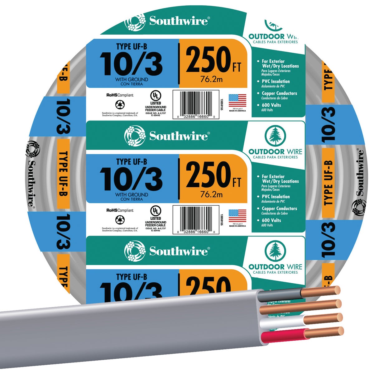 Southwire 10-3 UFW/G Electrical Wire