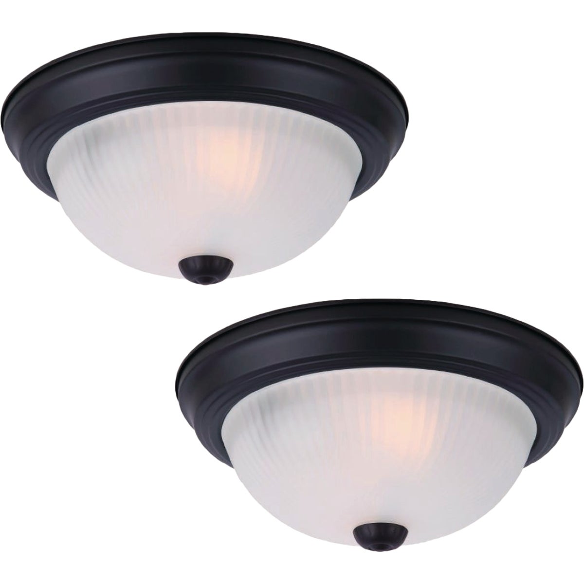 Canarm 11 In. Black Flush Mount Fixture with Frosted Glass (2-Pack)