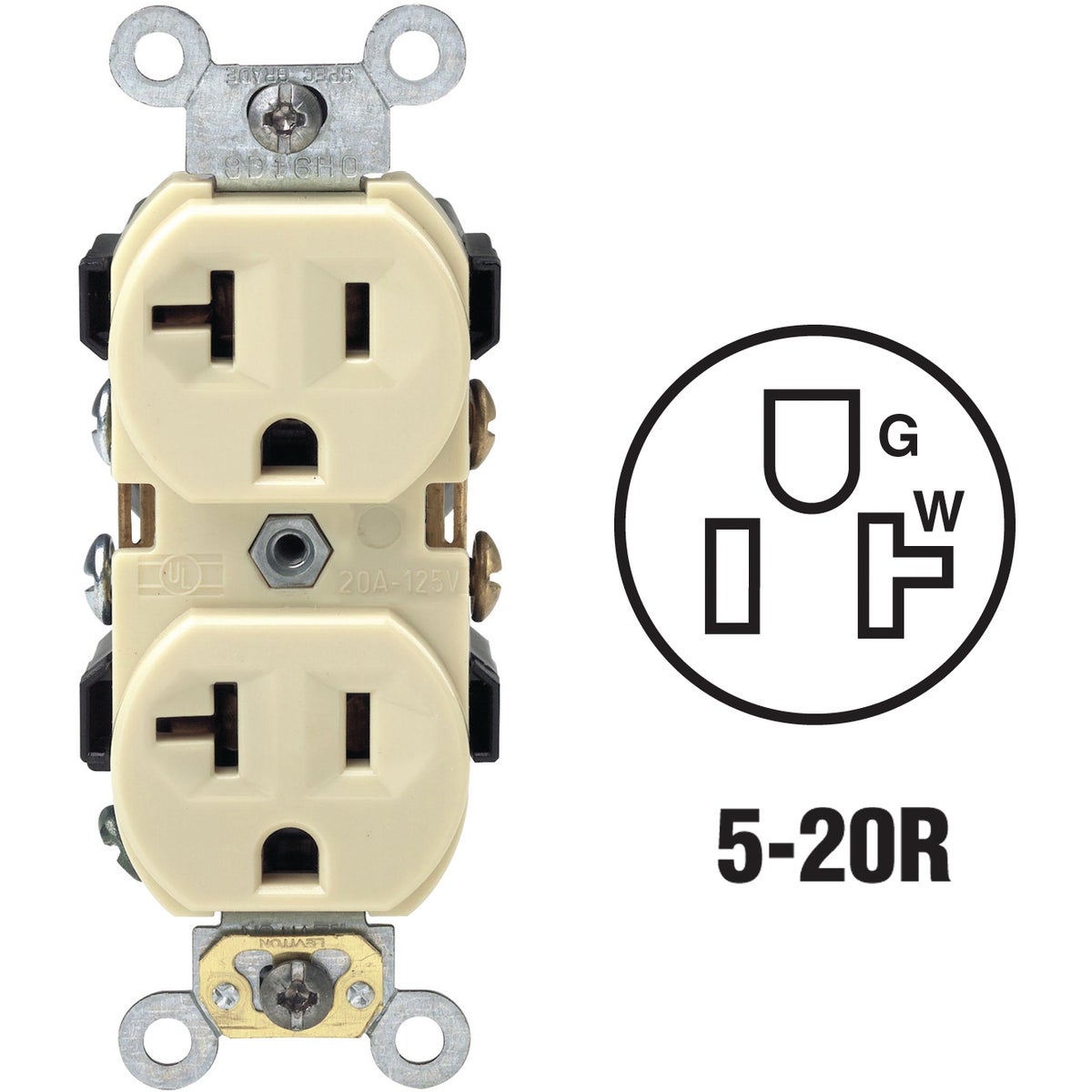 Leviton Shallow Commercial Grade Duplex Outlet