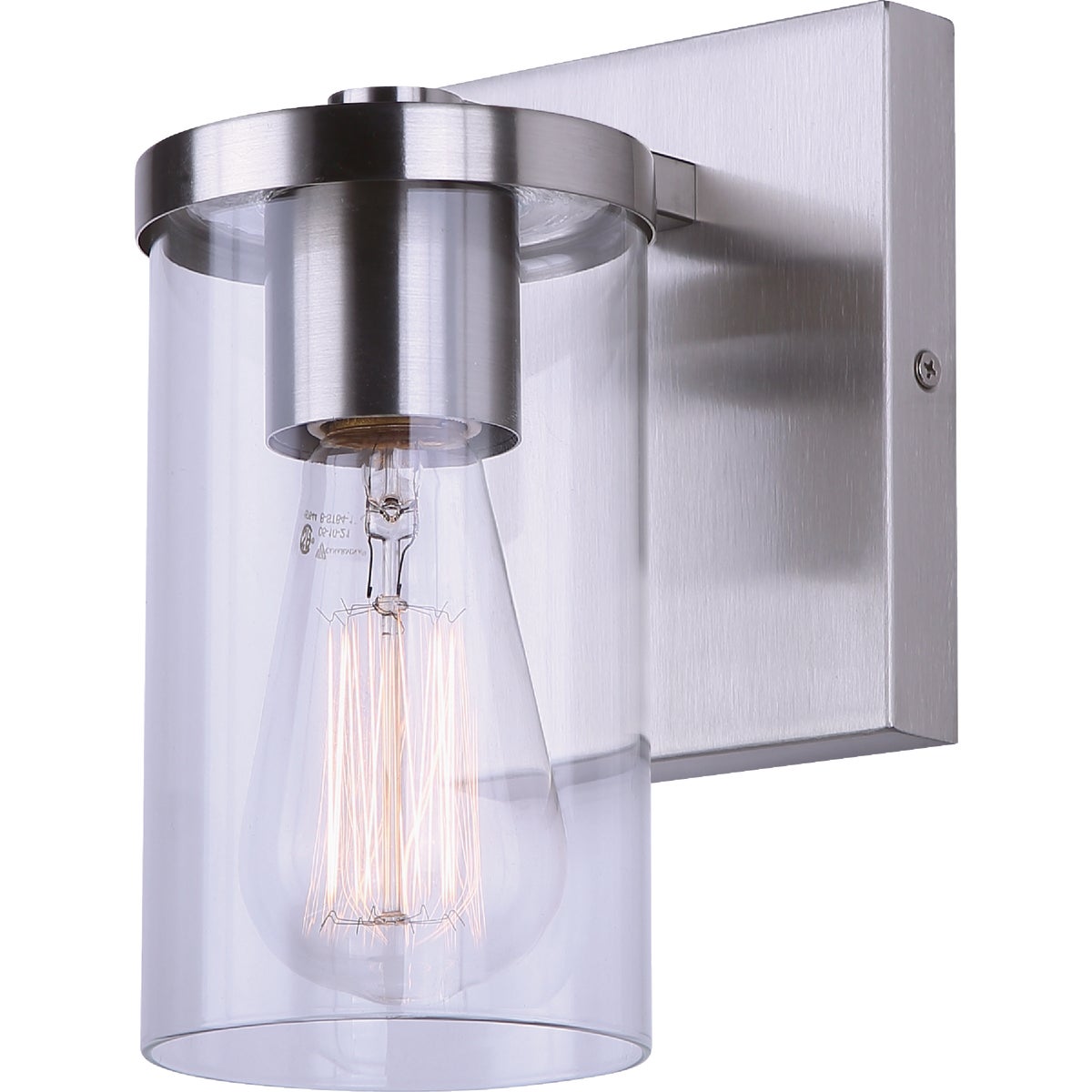 Canarm Britton 1-Light Brushed Nickel Vanity Bath Light Fixture, Clear Glass