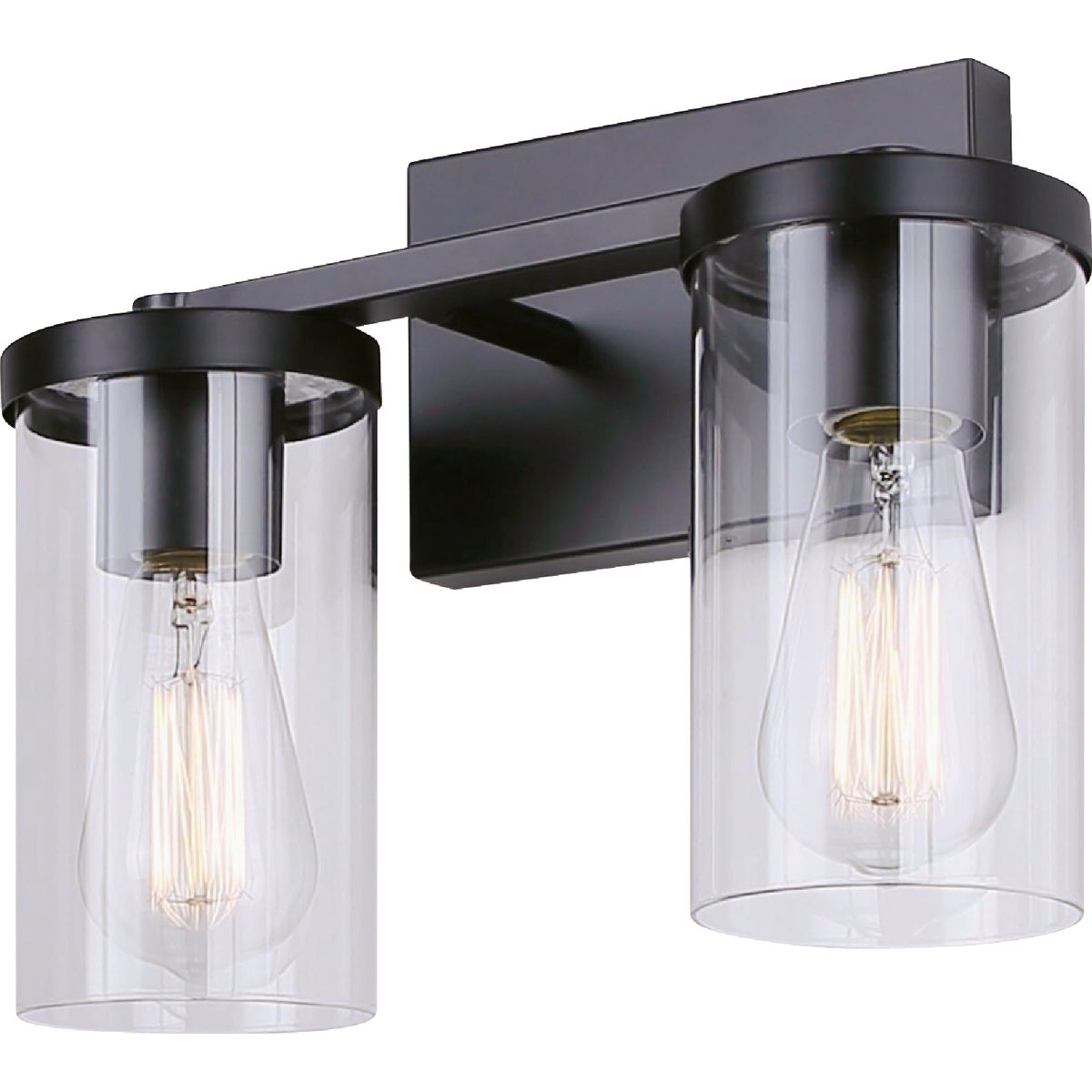 Canarm Britton 2-Light Black Vanity Bath Light Fixture, Clear Glass