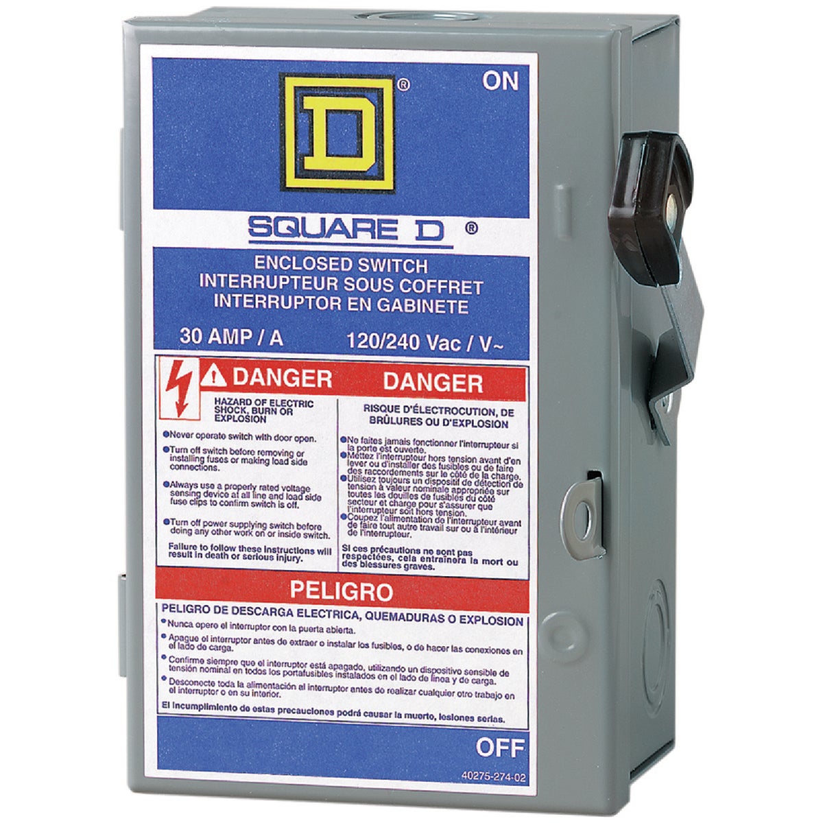 Square D 30A L Series Light-Duty Cartridge Fuse Enclosed Safety Switch With Neutral