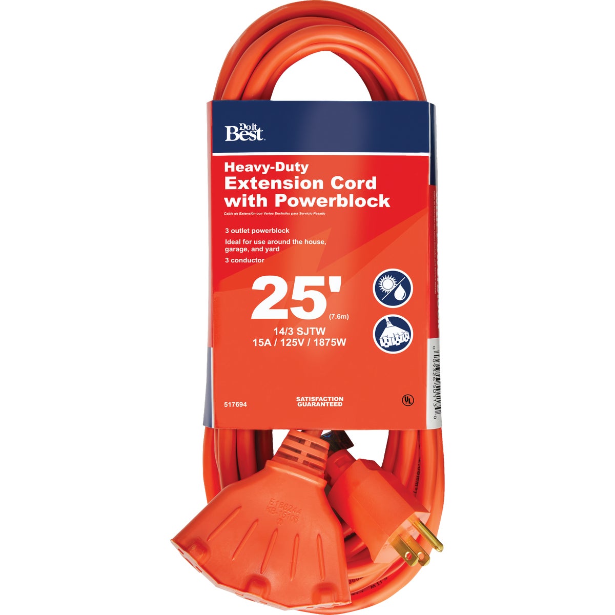 Do it Best 14/3 Extension Cord With Powerblock