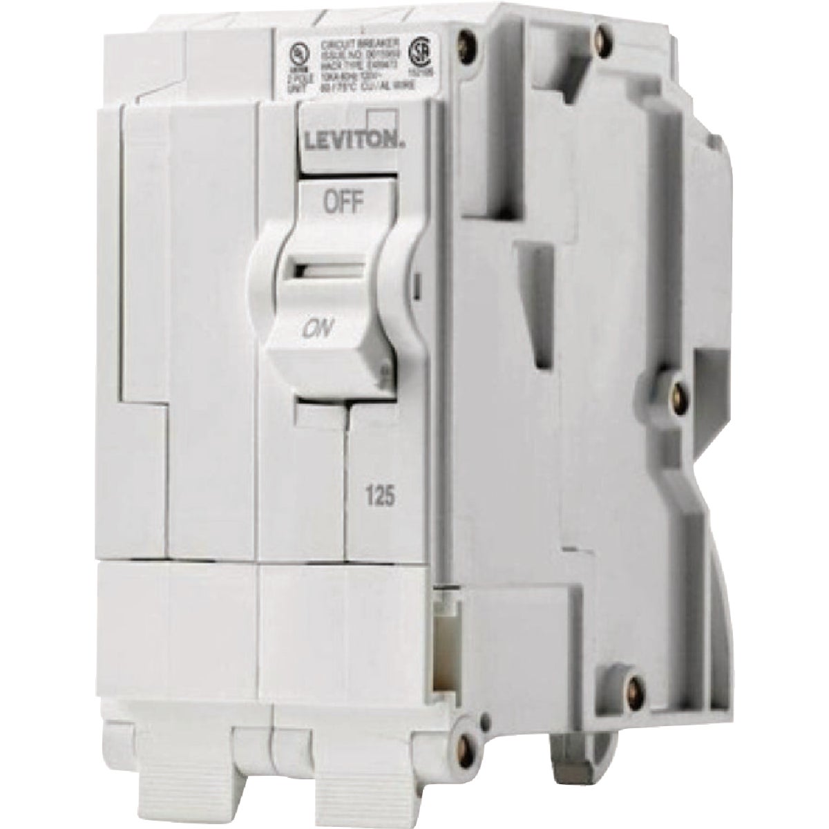Leviton 30A Double-Pole Plug-On GFCI White Branch Circuit Breaker