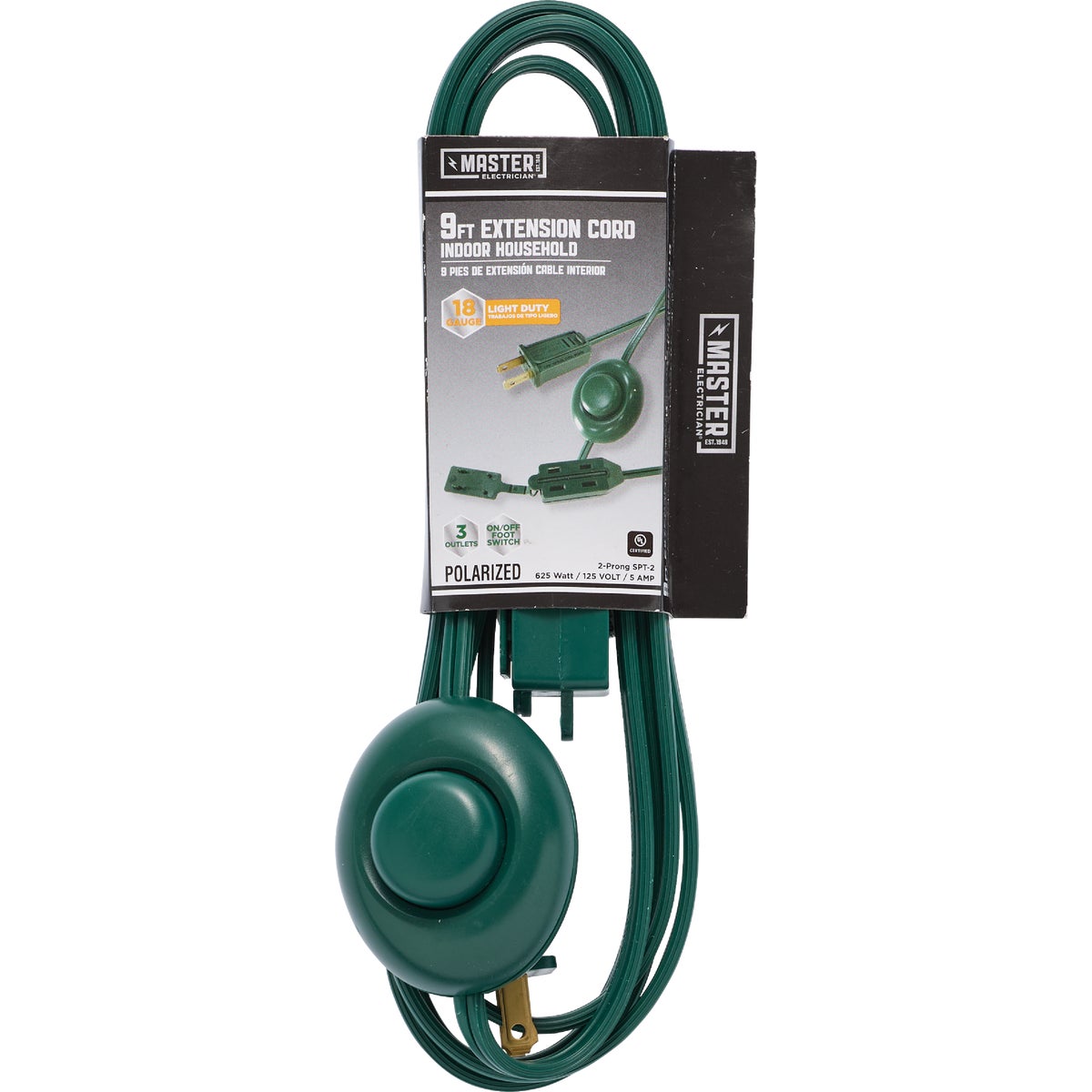 Master Electrician 9 Ft. 16/2 Christmas Tree Green Cube Tap Extension Cord