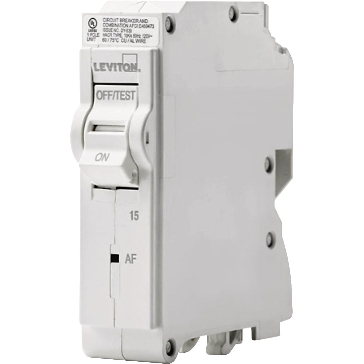 Leviton 15A Single-Pole Hydaulic Magnetic Trip Plug-On AFCI White Branch Circuit Breaker