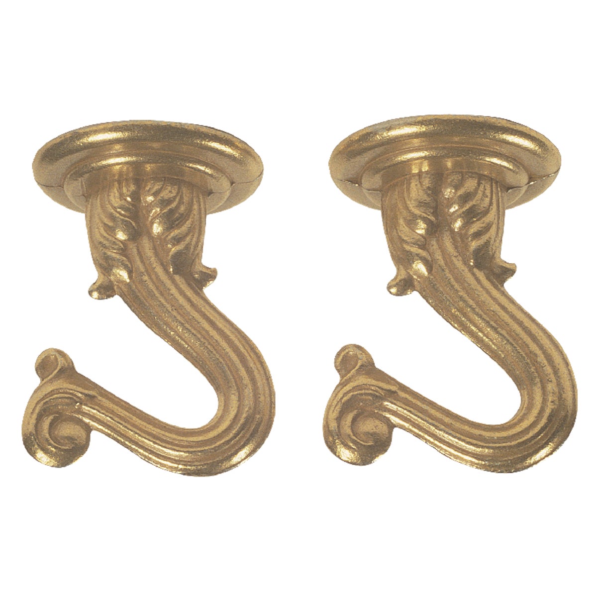 Westinghouse 1-1/2 In. Polished Brass Steel Swag Hook (2-Pack)