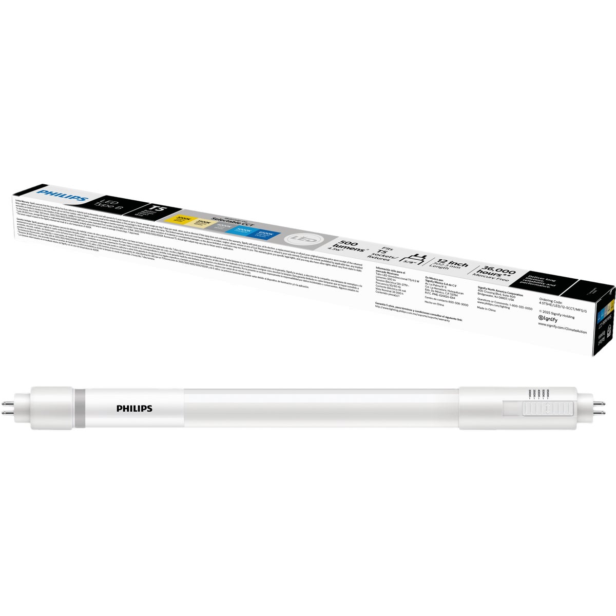 Philips MainsFit 4.5W Equivalent 12 In. T5 Type B Multi-CCT LED Tube Light Bulb