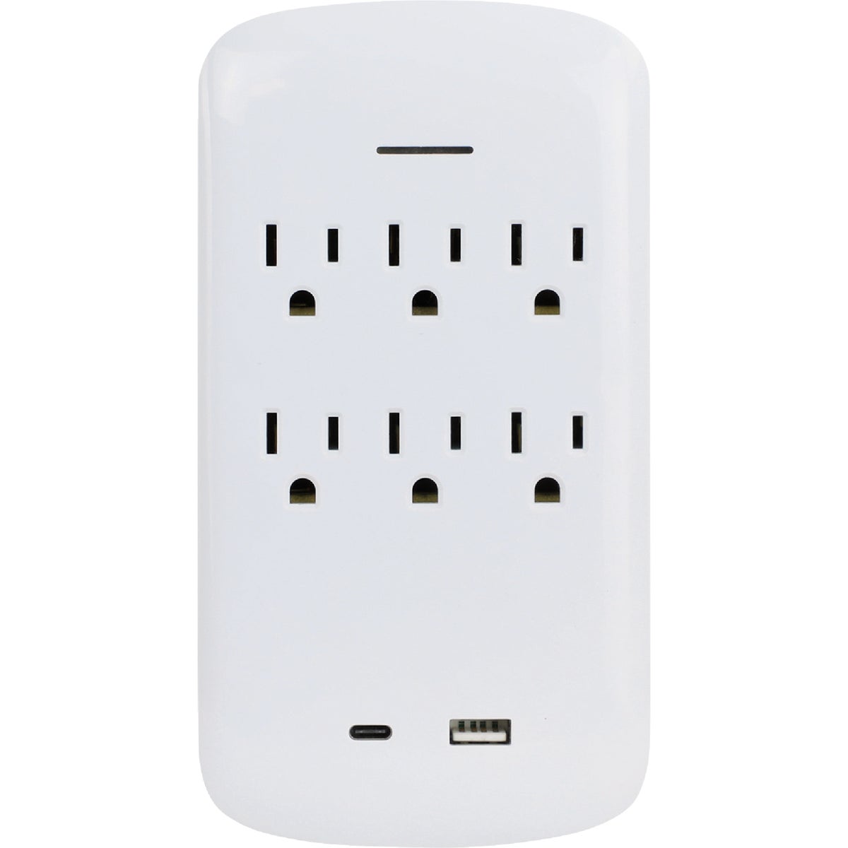 Prime Wire & Cable White 15A 6-Outlet Surge Tap with USB-A & USB-C