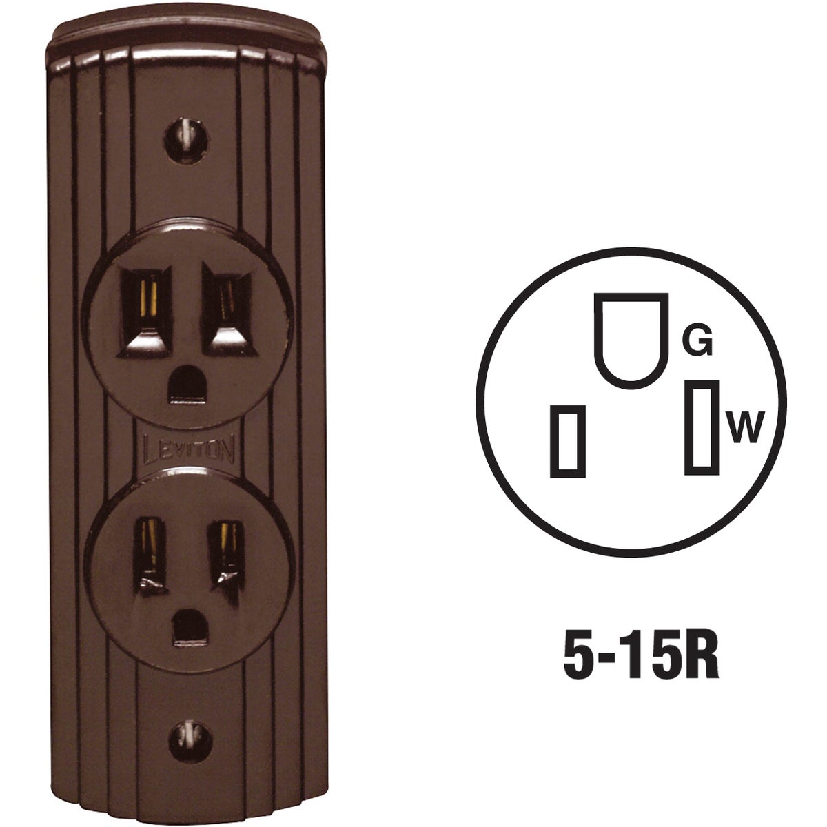 Leviton 15A Surface Mount Brown 5-15R Power Outlet