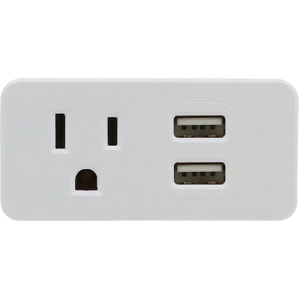 Prime Wire & Cable White 15A 1-Outlet Wall Tap With 2 USB-A